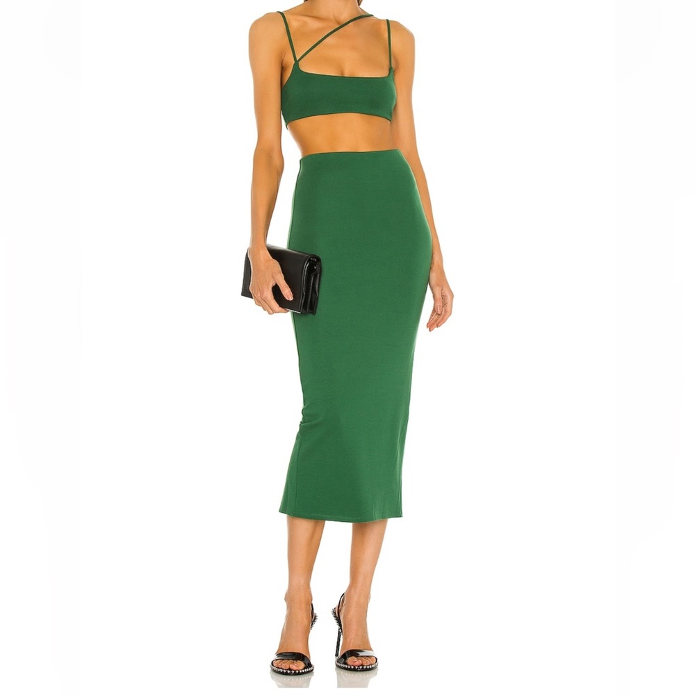 Michael Costello Revolve top & high waisted midi pencil skirt